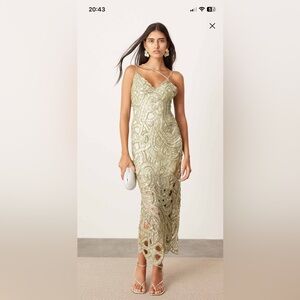 Elegant Beaded Dress in Cream and Gray